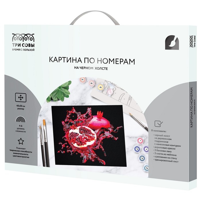 Картина по номерам &laquo;Сочный гранат&raquo;, 40 &times; 50 см, на черном холсте