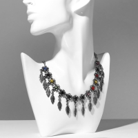 Колье &laquo;Индия&raquo; листья, цветное в чернёном серебре, 30 см