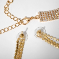 Набор 2 предмета: серьги, колье &laquo;Лёд&raquo; дорожка, цвет белый золоте, 30 см