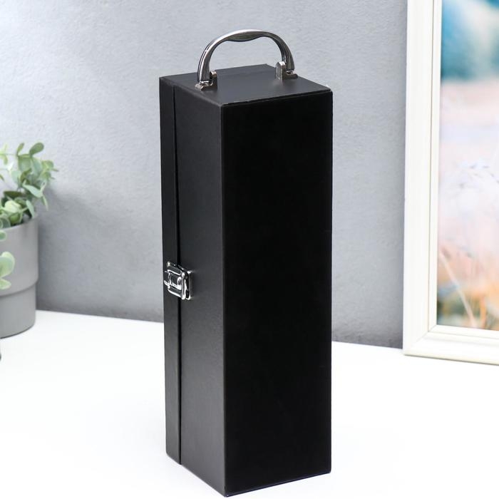 Шкатулка дерево, кожзам под бутылку "Гладкая кожа" 3 предмета 35х11х12 см