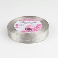 Лента атласная «Made with love», 15 мм × 23 ± 1 м, цвет светло-серый №179 Лента атласная «Made with love», 15 мм × 23 ± 1 м, цвет светло-серый №179