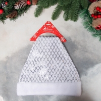 Колпак новогодний "Сетка сияние" 30х38 см, бело-серебристый Колпак новогодний "Сетка сияние" 30х38 см, бело-серебристый