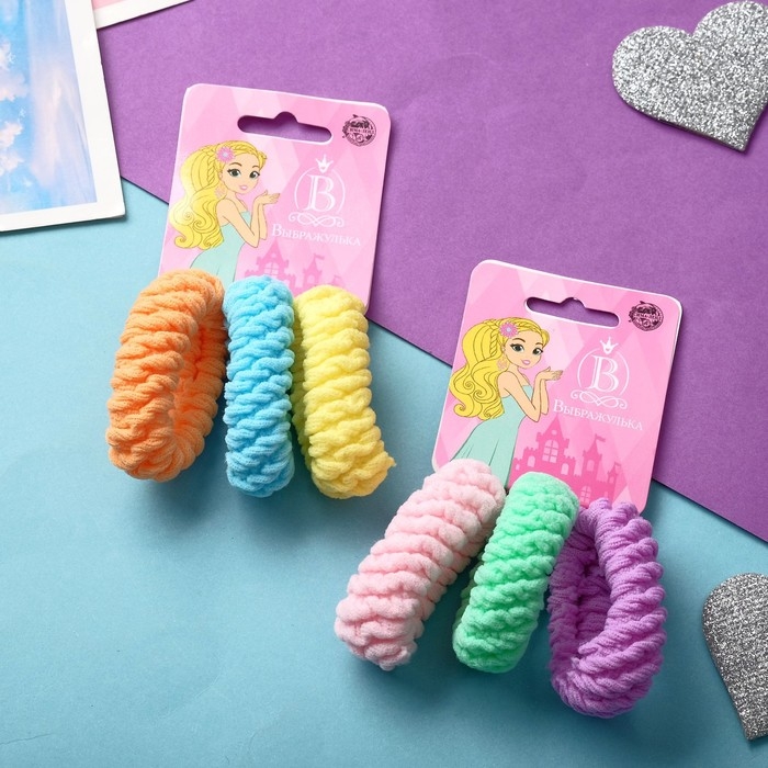 Резинка для волос Резинка для волос "Махрушка спорт" (набор 3 шт) пастель лето, 5 см, микс