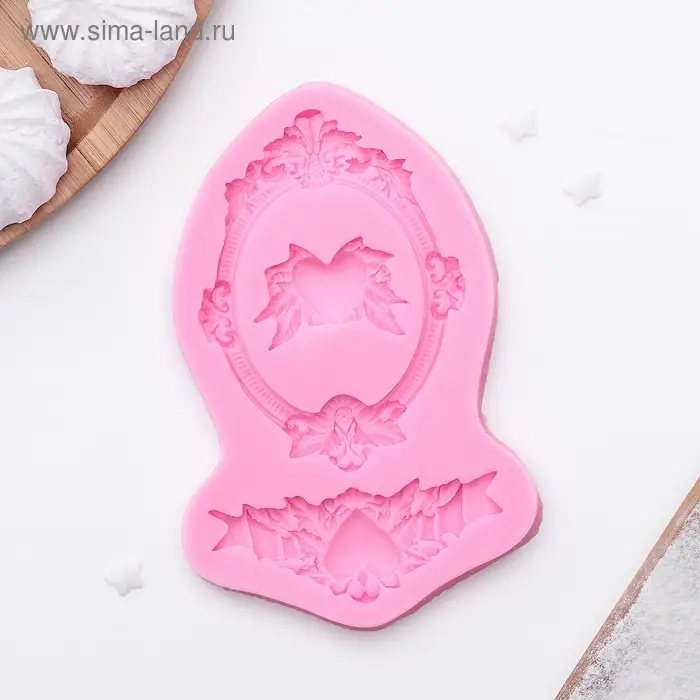 Молд &laquo;Сердца, рамка, лепнина&raquo;, силикон, 12,5&times;8,2&times;1,1 см, цвет МИКС