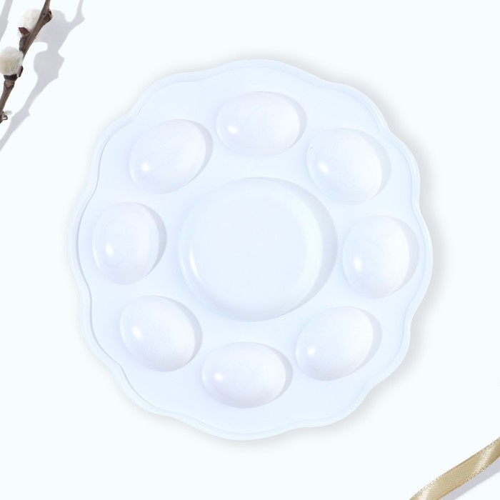 Пасхальная подставка на 8 яиц и кулич &laquo;Цыплята в цветах&raquo; на пасху, 24 х 25 см.