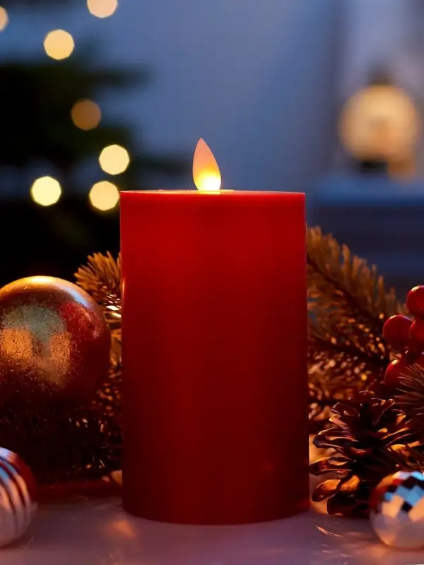 Светодиодная свеча восковая "Глубокий красный", 15x7 см, АААx3 (не в компл.), Т/БЕЛЫЙ