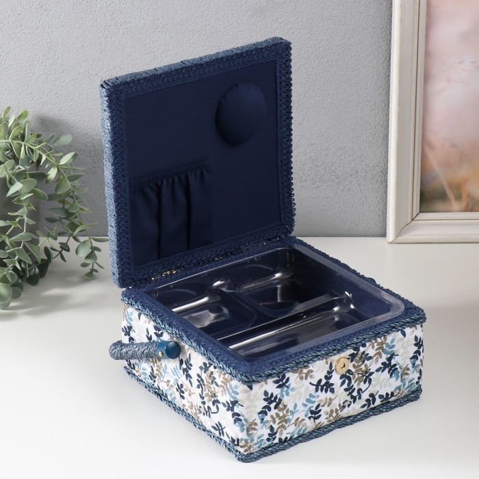 Шкатулка для рукоделия "Лиственные веточки" 20х20х11 см