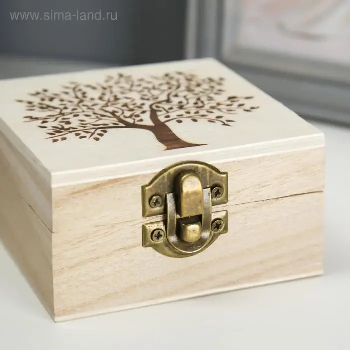 Шкатулка дерево для росписи "Дерево" 10х10х5 см