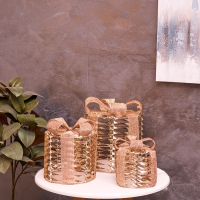 Фигура световая "Подарки цилиндр бежевые", 25х20х15 см, 90 LED, батарейки ААх8 (не в компл.), свечение тёплое белое Фигура световая "Подарки цилиндр бежевые", 25х20х15 см, 90 LED, батарейки ААх8 (не в компл.), свечение тёплое белое