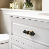 Ручка-кнопка CAPPIO, d=12 мм, цвет черный с золотом, 8 шт.