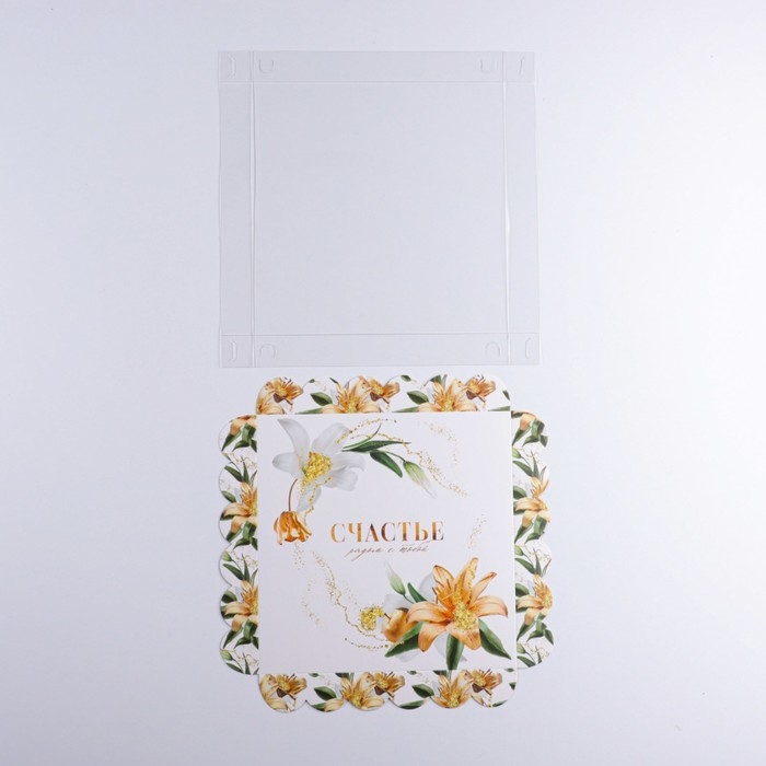 Коробка для печенья, кондитерская упаковка с PVC крышкой, «Счастье рядом с тобой», 21 х 21 х 3 см Коробка для печенья, кондитерская упаковка с PVC крышкой, «Счастье рядом с тобой», 21 х 21 х 3 см