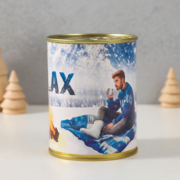 Подарочные носки в банке Relax (внутри носки мужские махровые) Подарочные носки в банке Relax (внутри носки мужские махровые)