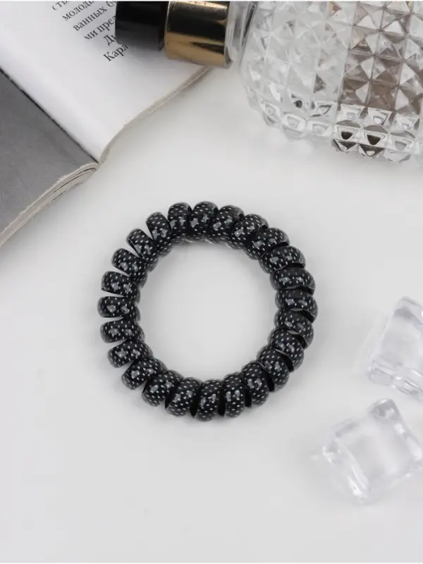 Резинка для волос пружинка "Ночка" точка, чёрно-белый