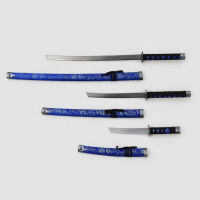 Макет оружия &laquo;Сувенирные катаны на подставке 3в1. Драконы на синем&raquo;, подарочный набор, ножны ткань, 47 см; 70 см; 89 см