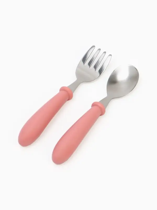 Набор детских столовых приборов в футляре: вилка, ложка Крошка Я розовый