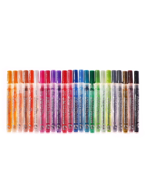 Набор акриловых маркеров 24 штук, пулевидный наконечник 2мм, толщина линии от 1мм