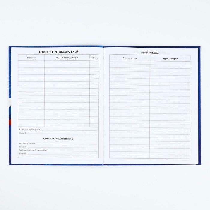Дневник школьный для 1-11 класса, в интегральной обложке, 40 л. &laquo;Россия. Синий&raquo;