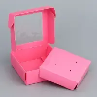 Коробка для бижутерии с PVC окном 8&times;8&times;3 см, розовый