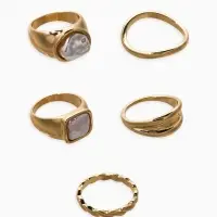 Набор колец 5 шт "Новый стиль" жемчуг, размер МИКС, цвет белый в золоте