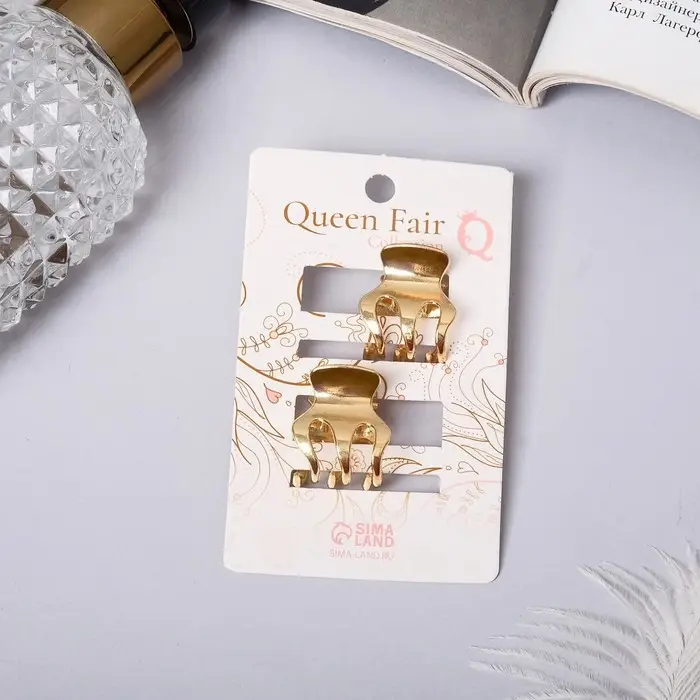 Краб для волос "Либерти" (набор 2 шт) зубчики классика, 2 см, золото