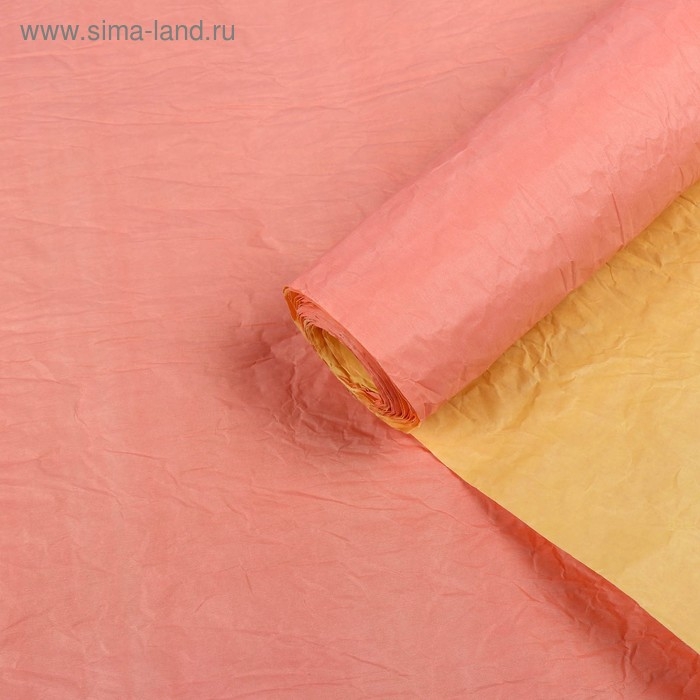 Бумага для упаковок, жатая, эколюкс, двусторонняя, двухцветная, коралловый, желтый, красный, рулон 1 шт., 0,7 х 5 м