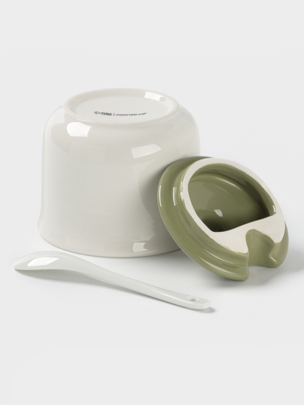 Сахарница с ложкой Доляна "Цветы" цвет белый  10х9 см 300 мл