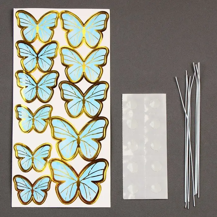 Топпер для торта &laquo;Бабочки&raquo; 11 шт., голубой