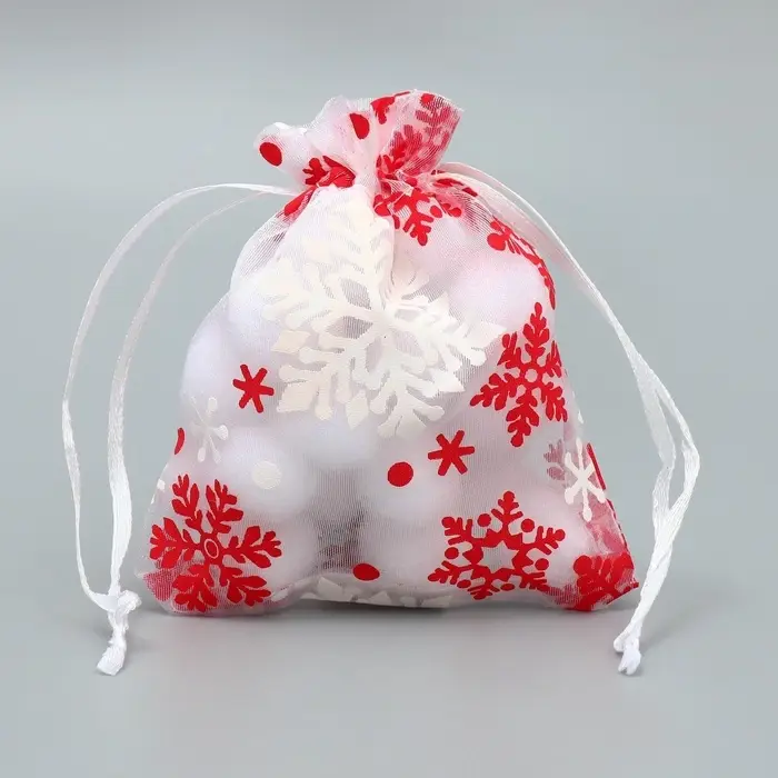 Мешочек подарочный органза &laquo;Снежная история&raquo;, 10 х 12 см +/- 1.5 см