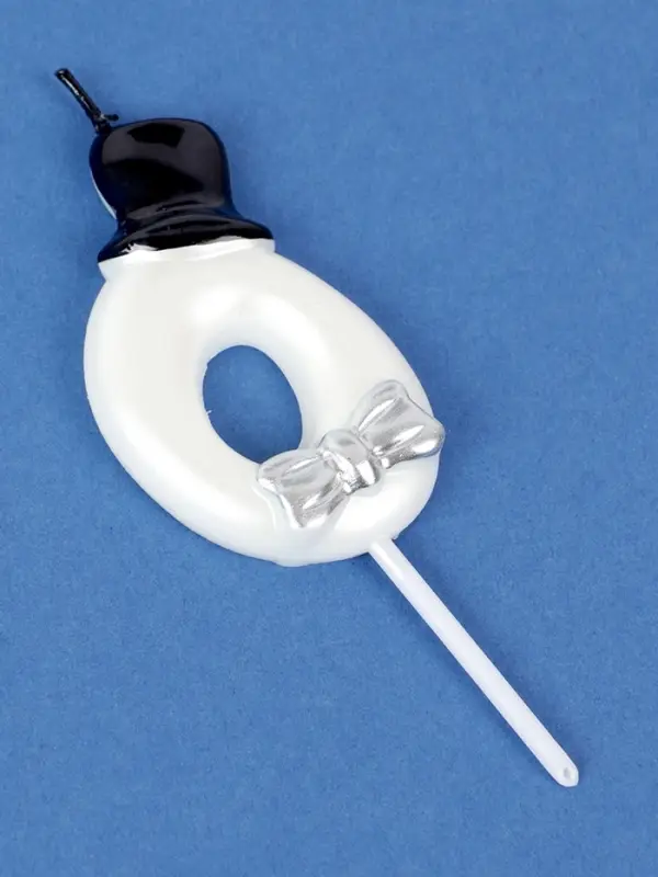 Свеча для торта &laquo;Джентельмен&raquo;, цифра 0, белая