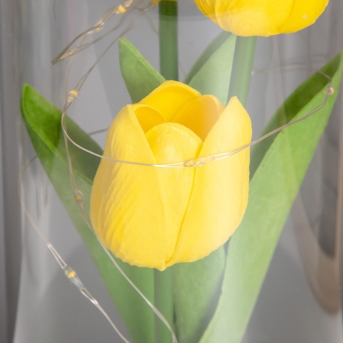 Ночник колба &laquo;Тюльпаны&raquo; LED 3хААА желтый 10,5х10,5х22см