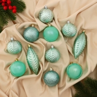 Набор украшений пластик 11 шт "Мелодия" сосулька, 6 см, зелёный