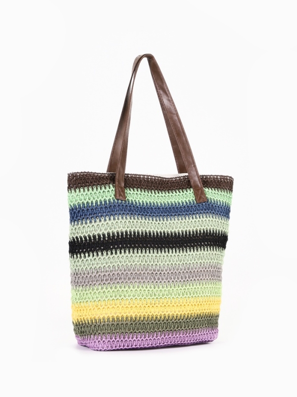 Сумка пляжная Полосы, 45*12*38, отд на молнии, подкладка, зел/син/черный Сумка пляжная Полосы, 45*12*38, отд на молнии, подкладка, зел/син/черный