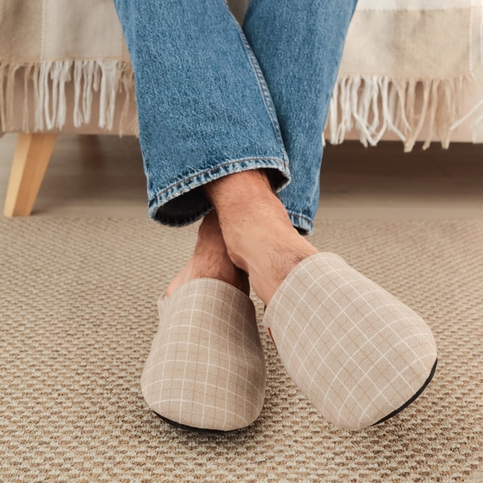 Тапочки мужские, размер 44-45, цвет бежевый