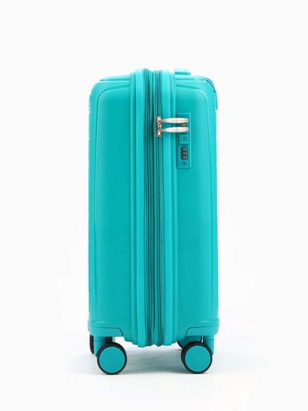 Чемодан 20", PP, 38*22*56, отд на молнии, код замок, 4 колеса, зеленый