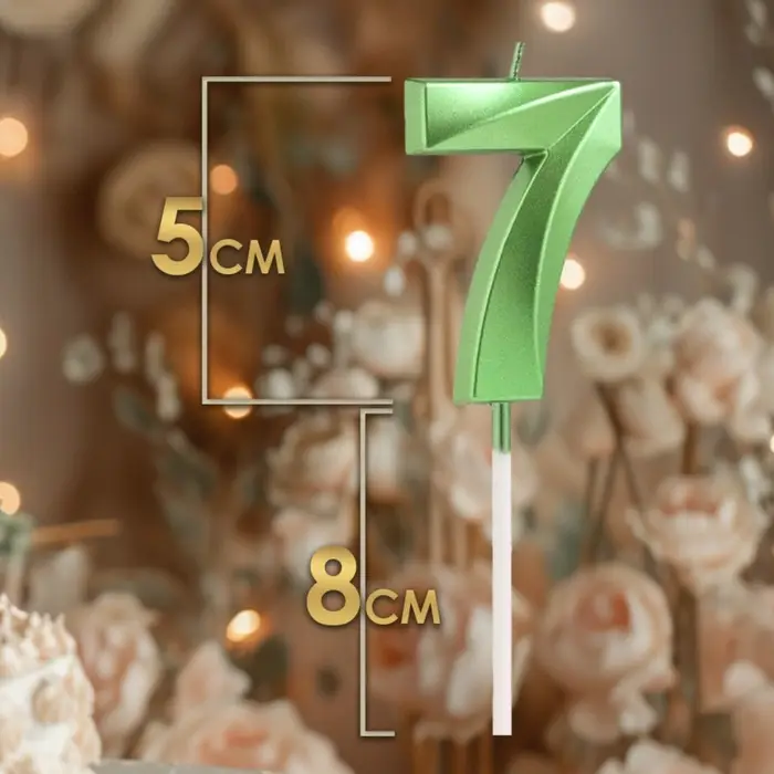 Свеча в торт на шпажке &laquo;Цифра 7&raquo;, зеленая, 5 см