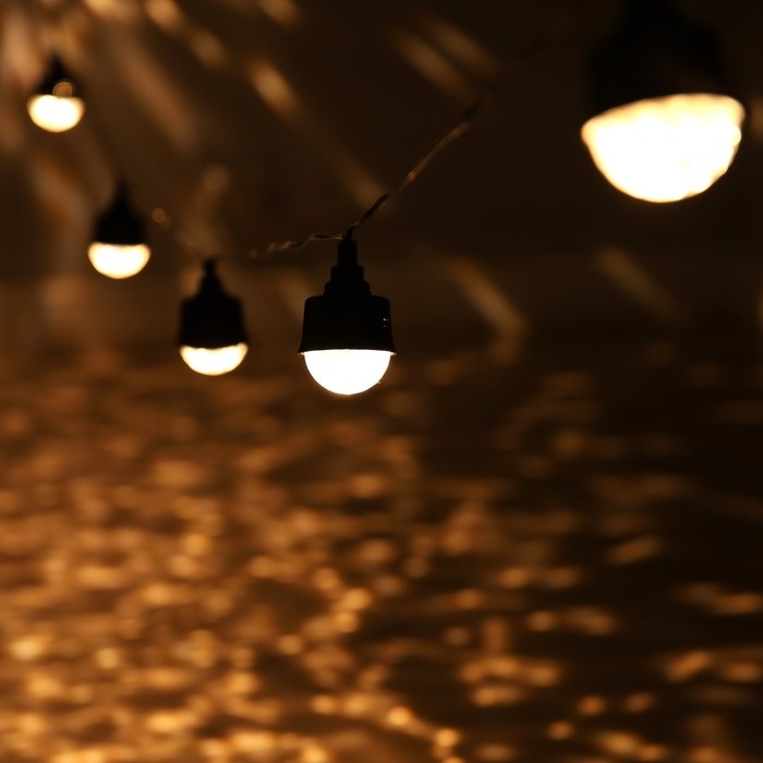 Гирлянда &laquo;Нить&raquo; 5.4 м с насадками &laquo;Диско-шары&raquo;, IP44, тёмная нить, 10 LED, свечение красное/тёплое белое, солнечная батарея