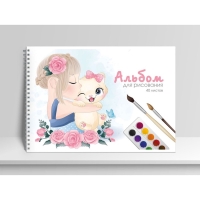 Альбом для рисования, 40 листов на гребне А4, &laquo;Мой котенок&raquo;, глиттер, плотность листов 100 г/м&sup2;