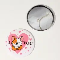 Зеркало карманное &laquo;Люблю корги&raquo;, d=7 см, разноцветное