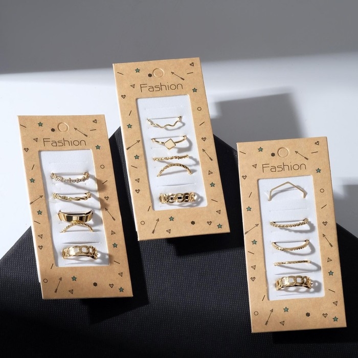 Кольцо набор 5 штук «Идеальные пальчики» геометрия, цвет белый в золоте Кольцо набор 5 штук «Идеальные пальчики» геометрия, цвет белый в золоте