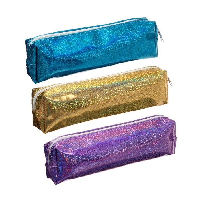 Пенал школьный на молнии "Металлик", МИКС