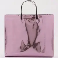 Пакет подарочный ПВХ, голография, розовый, пластиковая ручка, 32&times;28&times;11 см