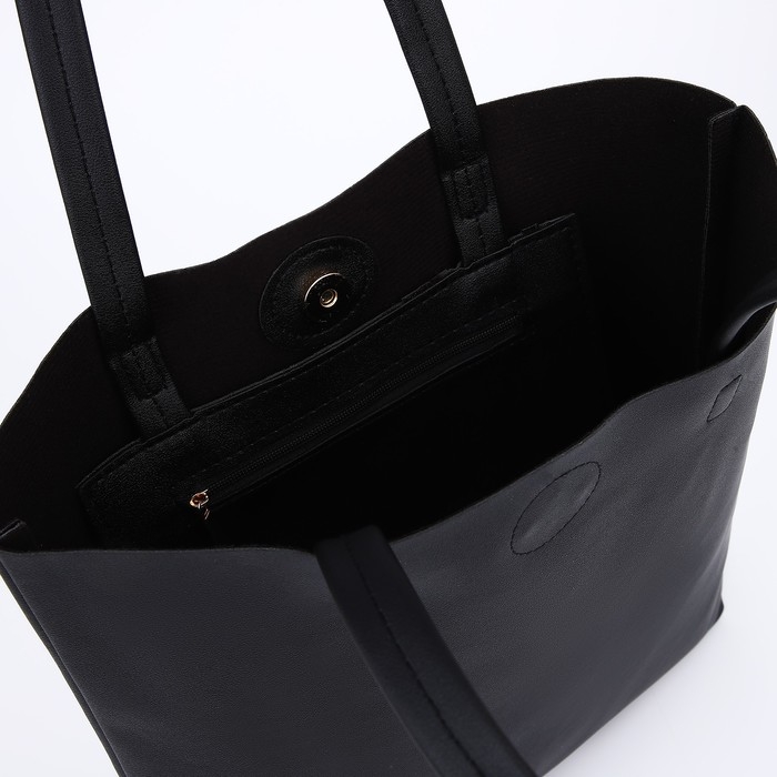 Сумка шопер однотонный, без застёжки, чёрный