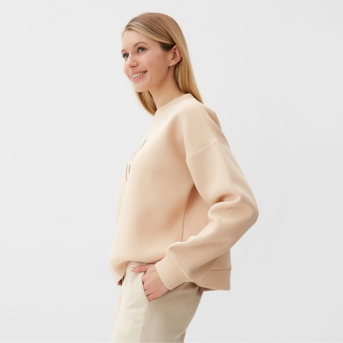 Свитшот женский MINAKU: Velvet Collection цвет молочный, размер 48