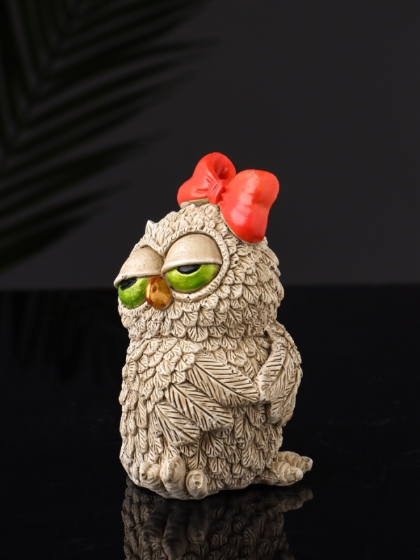 Набор фигур "4 совы на подносе" размер 20х10х10 см, бежевый