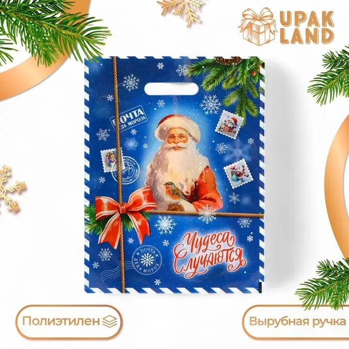 Пакет &laquo;Почта от деда мороза&raquo;, полиэтиленовый с вырубной ручкой, 30&times;40 см