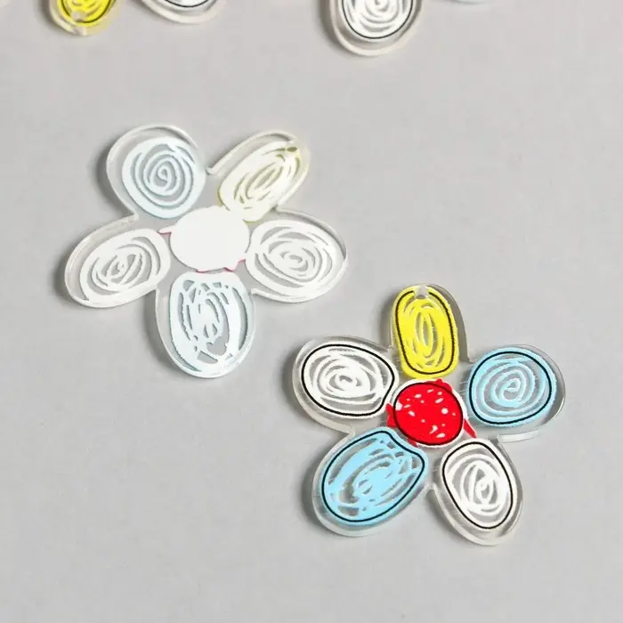 Декор для творчества акрил "Детский рисунок. Цветочек прозрачный" 3,5х3,5 см