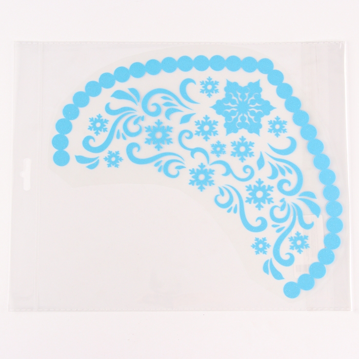 Термотрансфер на кокошник &laquo;Снежинки с завитками&raquo;, цвет синий с серебром