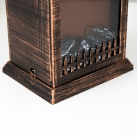 Ночник "Камин" LED от батареек 3хАА USB черный с медной патиной 12х14,5х26,5 см