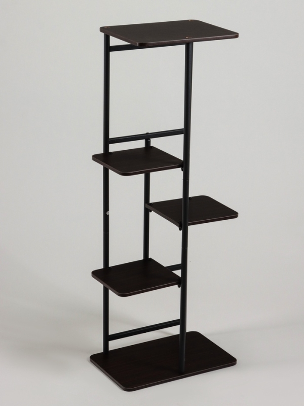 Подставка для цветов Greengo, 5 полок, 36 &times; 23 &times; 94 см, напольная, каркас металл, полки МДФ, чёрная