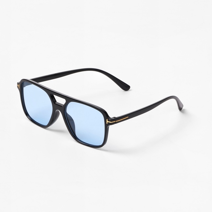 Очки солнцезащитные, UV 375, линза 4.4 х 5.5 см, ширина 14.7 см, дужка 14.2 см, голубые